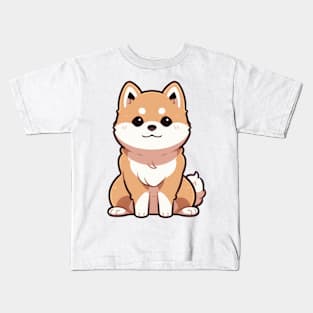 Cute Chibi Shiba Inu Sitting Kids T-Shirt